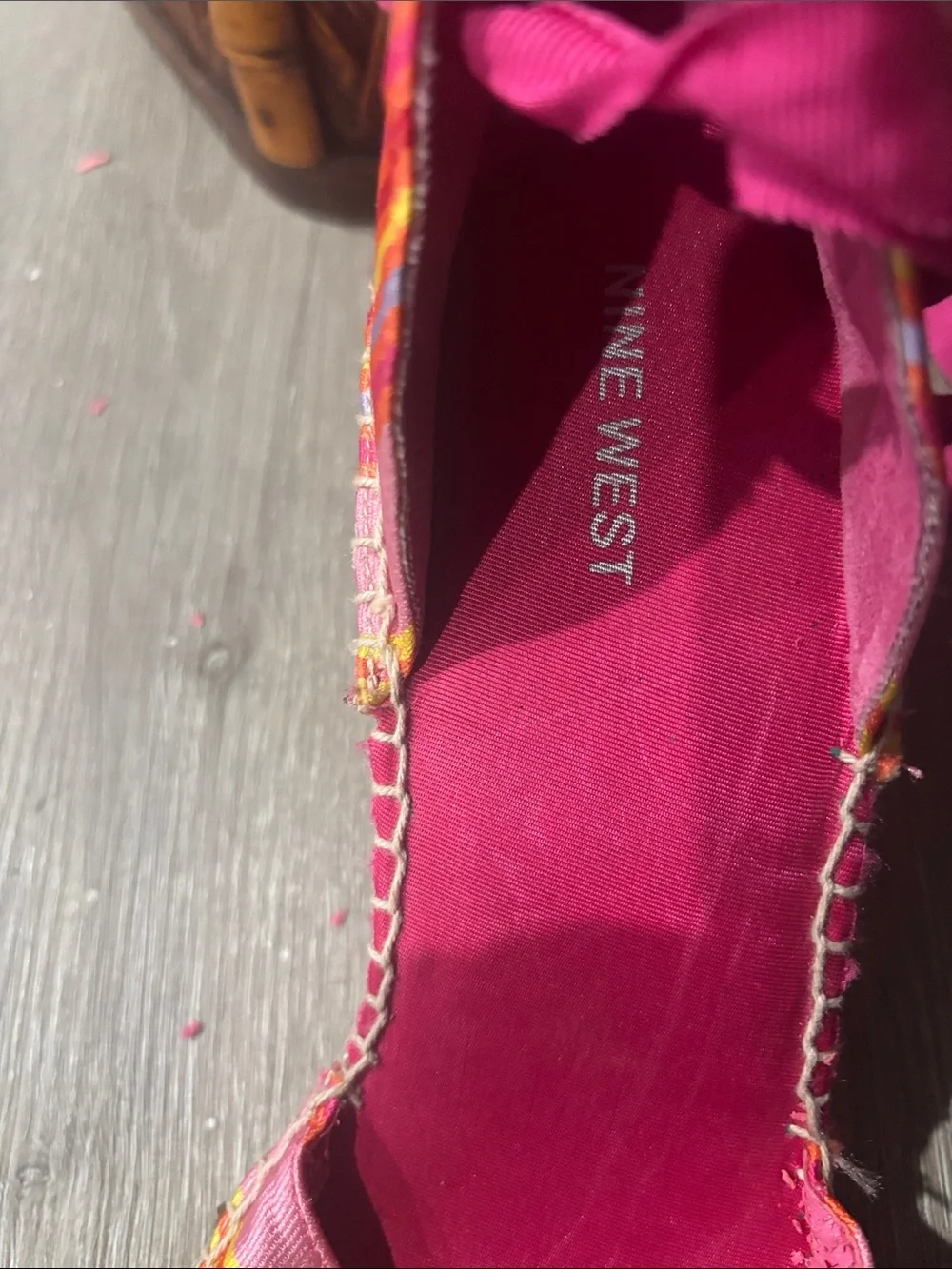 Nine West Pink Multicolor Striped Espadrille Lace-Up Flats